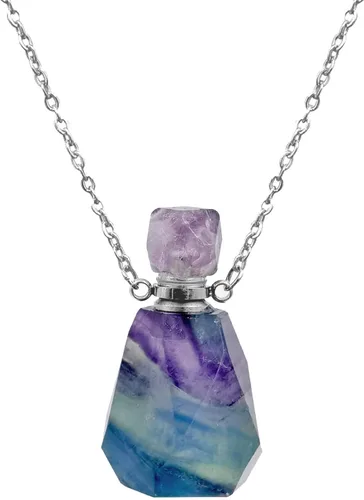 Miniatura 41 de Perfume Bottle Necklace Heart Shape, Amethyst Necklace Healing Crystal for Women, Essential Oil Diffuser Bottle Necklace Jewelry for Liquid