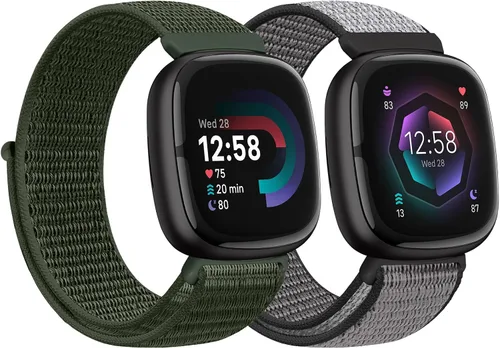 Miniatura 26 de Correas de nailon compatibles con Fitbit Versa 4/Sense 2/Versa 3/Fitbit Sense, correa de repuesto ajustable deportiva suave transpirable
