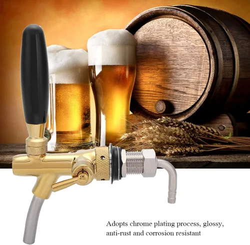 Miniatura 7 de Grifo de cerveza con control de flujo, grifo de cerveza ajustable de vástago largo, grifo de barril de cerveza Adurable, vástago cromado G5/8 grifo