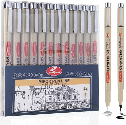Miniatura 10 de GETHPEN Juego de marcadores micro punta fina – 3 tamaños de bolígrafos con tinta archivada para dibujo técnico, anime y bocetos – Artistas
