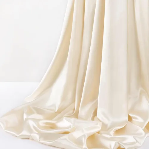 Miniatura 4 de MLMW Tela de satén Charmeuse beige de 3 yardas y 60 pulgadas de ancho, tela de satén Charmeuse sedosa por yarda, tela suave para vestidos de boda