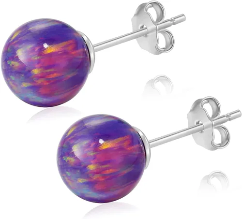 Natural Stone Stud Earrings for Women 8mm Sterling Silver Genuine Gemstone Earrings Handmade Sterling Silver Crystal Stud Earrings for Women