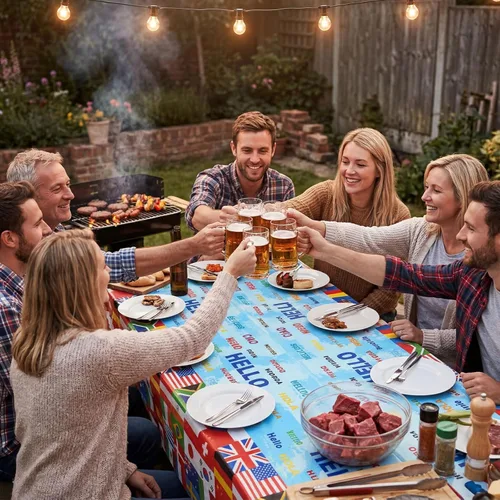 Miniatura 5 de Frienda 3 piezas de mantel patriótico con bandera internacional, mantel de plástico para viajes para festivales, eventos, celebraciones, fiestas