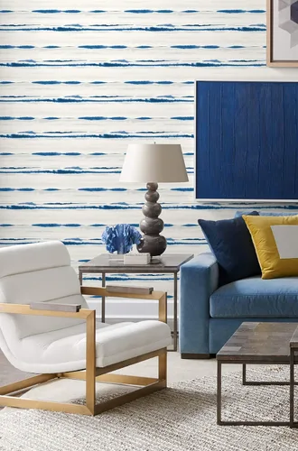 Miniatura 2 de Lillian August Luxe Haven Horizon Stripe - Papel tapiz para despegar y pegar (azul Oasis)
