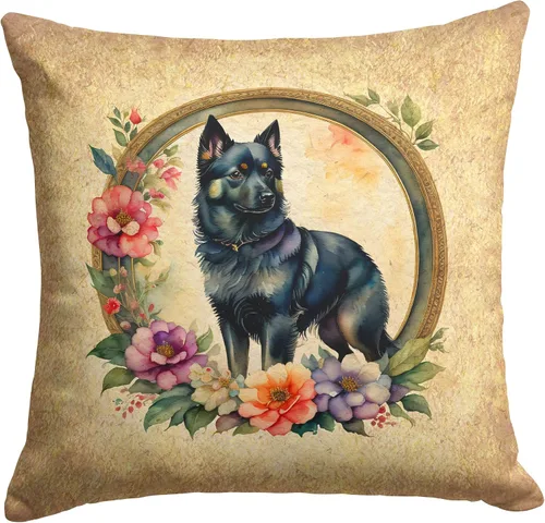 Miniatura 132 de Caroline's Treasures DAC2072PW1414 Affenpinscher and Flowers - Almohada decorativa de tela, lavable a máquina, para interiores y exteriores