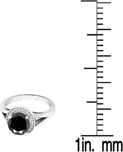 Miniatura 65 de Dazzlingrock Collection Anillo de compromiso redondo de 0.276 in con halo de diamante blanco y vástago dividido para ella en oro macizo de 14