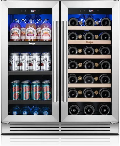 Miniatura 14 de Yeego Refrigerador de bebidas y refrigerador de bebidas, 24 pulgadas, 180 latas, puerta de vidrio, 34-54℉ bajo mostrador, refrigerador integrado