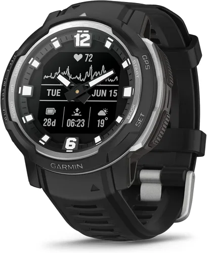 Miniatura 7 de Garmin Instinct Crossover Solar, reloj inteligente híbrido resistente con capacidad de carga solar, manecillas analógicas y pantalla digital, azul