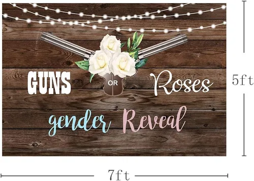 Miniatura 4 de MEHOFOND Pistolas o rosas para revelación de género para fiesta de fondo de fotos, luces de madera rústica con purpurina, unisex, decoración de baby