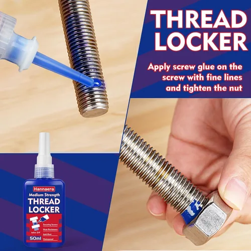 Miniatura 2 de Hannaera Bloqueador de roscas azul de 50 ml/1.69 onzas líquidas de resistencia media, para tuercas, pernos, sujetadores y metales, bloqueador