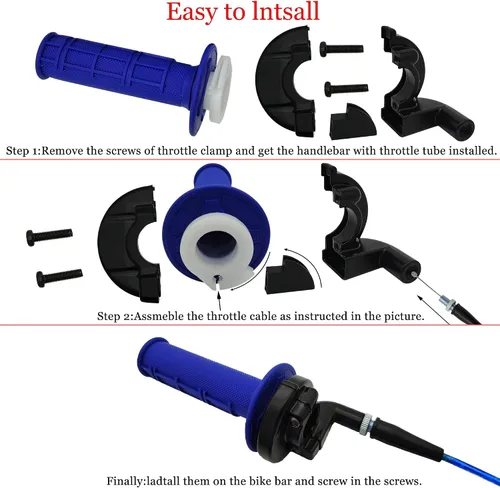 Miniatura 3 de Mango de Acelerador Giratorio de 7/8 22 mm, Kit de Cable de Acelerador para Mini Bicicleta, Kit de Cable de Acelerador para Motocicleta de Cross