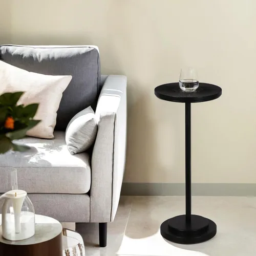 Miniatura 8 de COVLON Mesa de bebidas, mesa de Martini tallada, mesa auxiliar pequeña, mesa de pedestal con base pesada para sala de estar, dormitorio, espacio