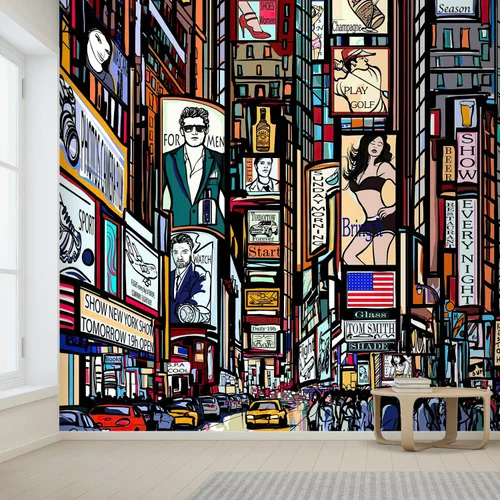 Miniatura 2 de wall26 - Ilustración de una calle en la ciudad de Nueva York - Mural de pared removible. Papel pintado autoadhesivo grande - 100x144 pulgadas Obra