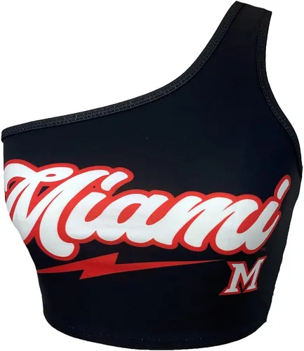 Miniatura 5 de Lojobands Camiseta sin mangas de un hombro para mujer, para portón trasero, talla única Miami University Redhawks - Negro