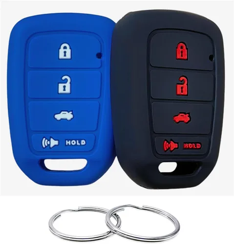 REPROTECTING Funda de goma de silicona para llavero compatible con Honda Accord CR-V Civic Crosstour Fit (solo compatible con llavero recto) (negro