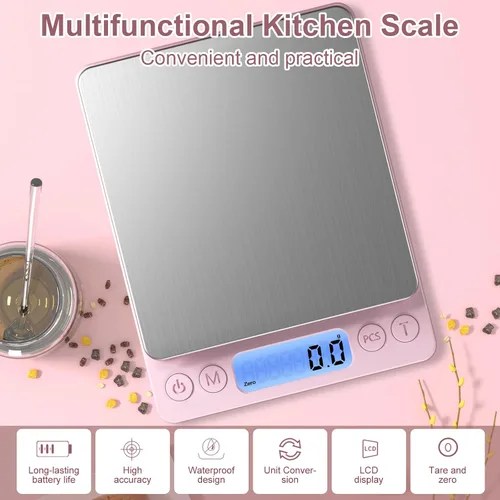 Miniatura 4 de Báscula digital de alimentos para gramos y onzas, YONCON 3000g/0.1gramo de precisión báscula de cocina multifuncional para cocinar, hornear