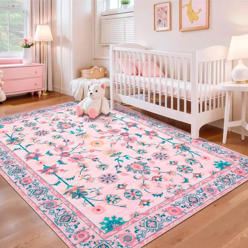 Miniatura 106 de Tangsoo Alfombra lavable para pasillo, antideslizante, 2 x 6 pies, estilo bohemio, floral, vintage, para entrada, suelo suave, para cocina, baño