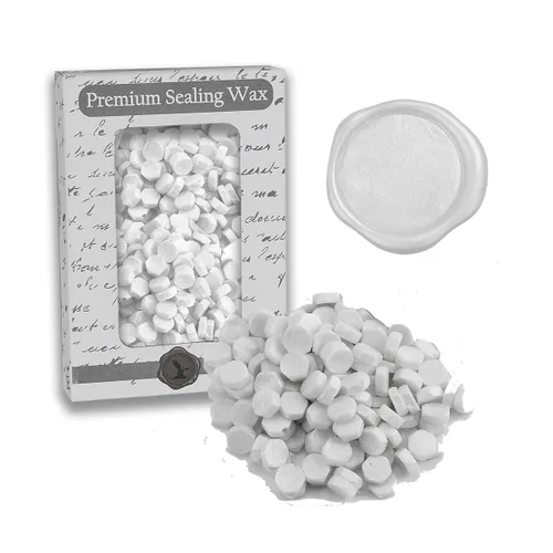 Nostalgic Impressions Cuentas de cera selladora premium blancas de 2 oz. - 350 piezas Blanco