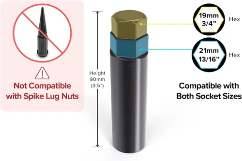 Miniatura 4 de StanceMagic Sintonizador pequeño de 6 puntos, herramienta de repuesto para llave de enchufe de repuesto para tuercas de bloqueo de rueda de seis