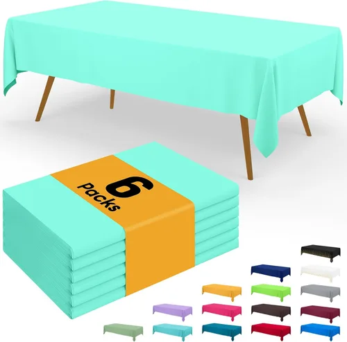 Miniatura 45 de Smiry - Juego de 6 manteles desechables, 54 x 78 pulgadas, manteles impermeables rectangulares para fiestas, cubierta de mesa de plástico