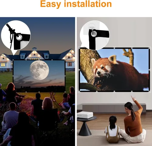 Miniatura 4 de Pantalla de proyector portátil Película de 120 pulgadas: Pantallas de proyección al aire libre 4K HD Plegable Antiarrugas Pared colgante