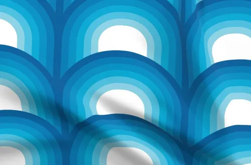 Spoonflower Tela – Rayas azul océano playa olas retro de los años 70 estampado náutico en tela de gasa cuarto gordo – costura moda vestidos
