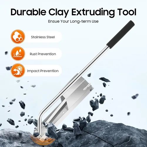 Miniatura 3 de Extrusora profesional de arcilla de acero inoxidable, herramienta de montaje en pared resistente con 4 moldes y llave para estudio de cerámica