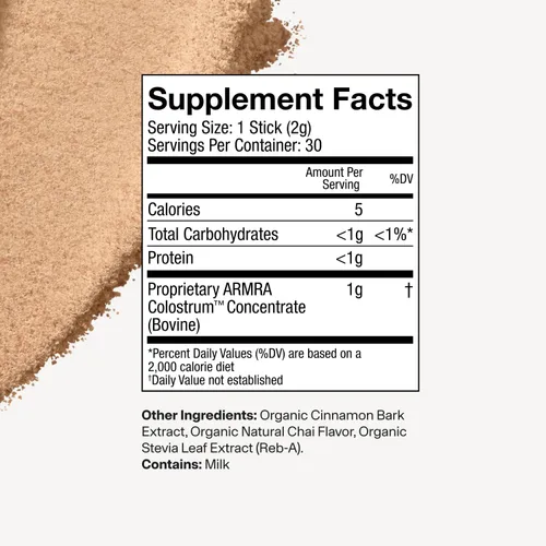 Miniatura 7 de ARMRA Polvo de calostro Arctic Chai Salud intestinal e hinchazón Piel y cabello Inmunidad Keto, gluten y sin grasa 30 porciones