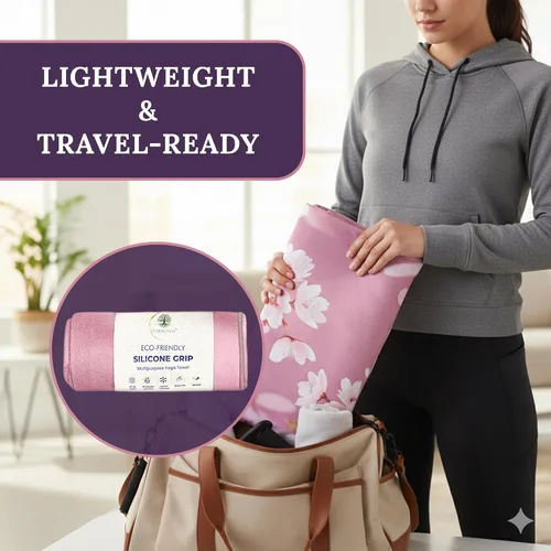 Miniatura 7 de Toalla antideslizante para esterilla de yoga caliente para yoga, toalla de yoga lavable a máquina con agarre de silicona, secado rápido y súper