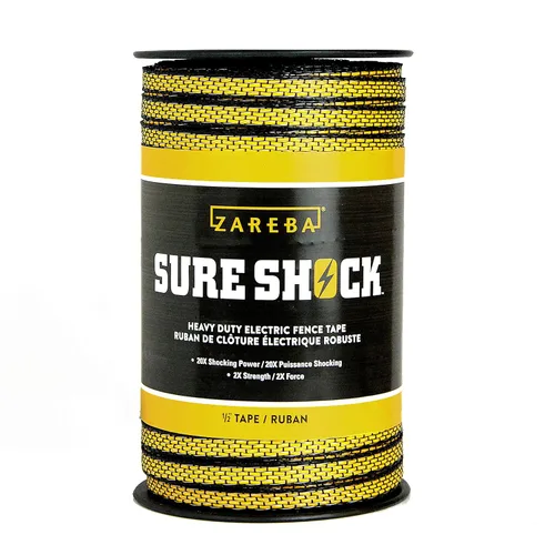 Zareba Polytape Sure Shock de alta resistencia - 656 pies x 1/2 pulgada - HDT656YH-Z - Poliatpe resistente para valla eléctrica - Recubierto de PVC,