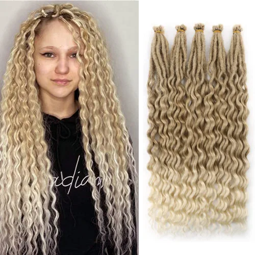 Miniatura 15 de Boho Dreads - Extensiones de rastas sintéticas de doble extremo con trenzas de caja, de 24 pulgadas, 10 hebras delgadas, suaves, color rojo y marrón