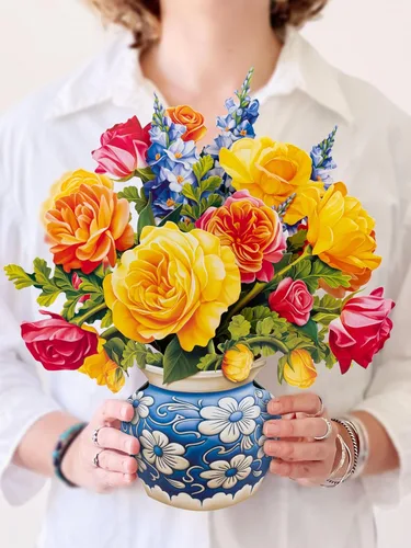 Miniatura 10 de Freshcut Paper Dahlia Sunrise - Tarjetas emergentes 3D de tamaño real de 14.5 pulgadas, tarjeta de felicitación, cumpleaños, día de la madre