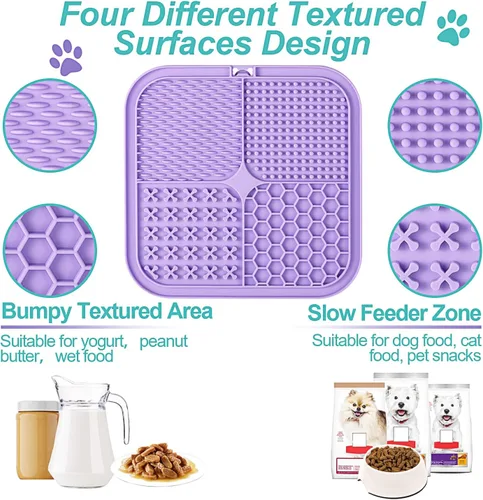 Miniatura 4 de LUKITO Alfombrilla para lamer perros y gatos, paquete de 2 con ventosas, tapete para lamer perros para aliviar la ansiedad, juguetes para perros
