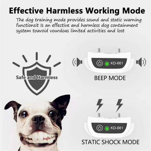 Miniatura 5 de Valla inalámbrica para perros, sistema eléctrico de contención de límites para perros, rango ajustable de hasta 1640 pies, collar de entrenamiento