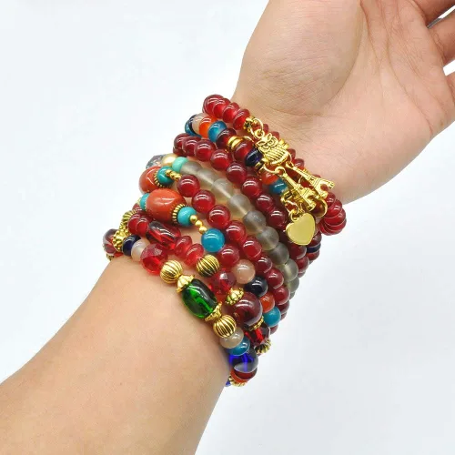 Miniatura 3 de VONRU - Conjuntos de pulseras bohemias para mujer, 6 juegos de pulseras elásticas apilables multicolor, estilo hippie, joyas finas