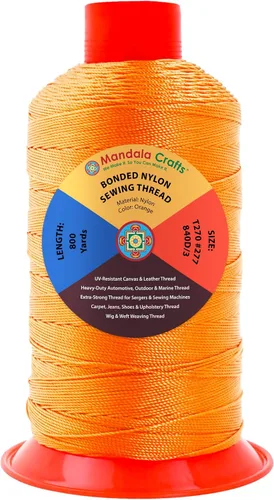 Miniatura 309 de Mandala Crafts - Hilo de nailon para coser cuero, tapicería, mezclilla y para trenzar el pelo; resistente, 1500 yardas, tamaño 69 T70 Marrón
