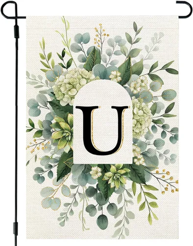 Miniatura 20 de CROWNED BEAUTY Bandera de jardín con monograma, letra inicial A de 12 x 18 pulgadas, doble cara para Outsdie, pequeña flor de primavera, apellido