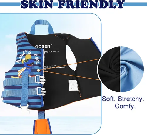 Miniatura 3 de GOSEN Chaleco de natación para niños pequeños – Chaqueta de natación para niños de 1 a 8 años (24 – 80 libras) – Flotador de piscina para niños