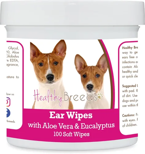 Miniatura 100 de Healthy Breeds Pastor alemán, silla de montar, toallitas de limpieza de oídos con aloe y eucalipto para perros, 100