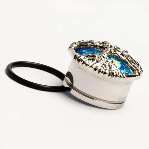 Miniatura 4 de KUBOOZ expansores para oreja, planeta azul y árbol plateado, túneles para perforación