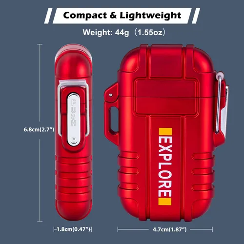 Miniatura 5 de LcFun - Encendedor impermeable, a prueba de viento, recargable por USB, plasma, sin llama, eléctrico, con cordón, para supervivencia, táctico, EDC