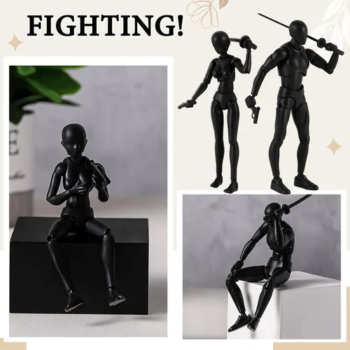 Miniatura 6 de Yookeer Conjunto de cuerpo, figuras de acción de dibujo, muñeca de dibujo de PVC femenino y masculino, modelo humano, maniquí, figuras de maniquí