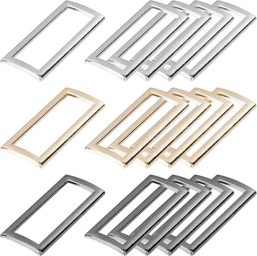 GORGECRAFT 1 caja de 3 colores, 15 anillos rectangulares planos de metal, hebilla de 1-2/5 pulgadas (1.378 in), correa cuadrada, anillos 1-2/5"(35mm)
