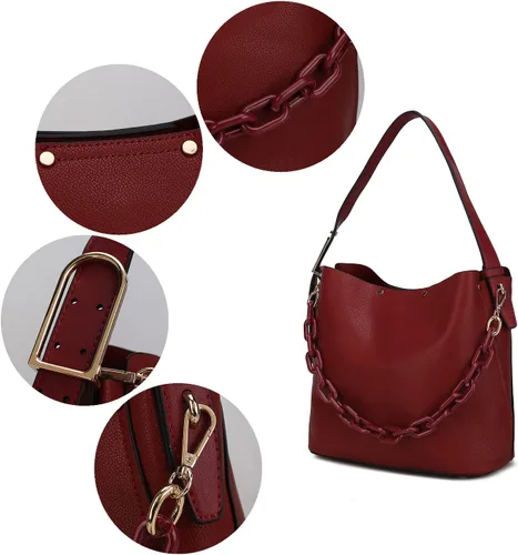 Miniatura 6 de MKF Collection Bolso Hobo, Bolso de mano con asa superior, Bolso de hombro de cuero PU