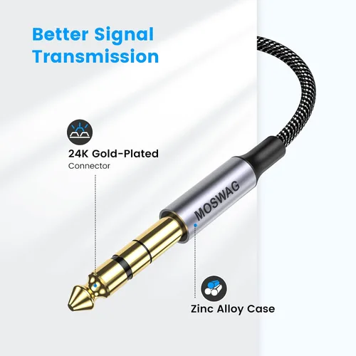 Miniatura 6 de MOSWAG Cable de audio TRS 1M, interconexión equilibrada de 1/4" a 1/4", trenza de nailon, compatible con guitarra eléctrica, bajo, mezcla