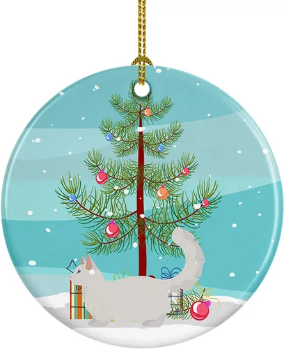 Miniatura 222 de Caroline's Treasures Adorno de cerámica con texto en inglés "Merry Christmas" para colgar en el árbol de Navidad, decoración para el hogar, Navidad