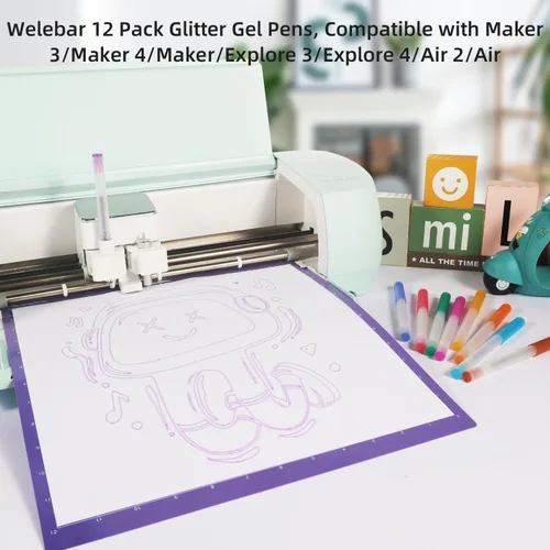 Miniatura 2 de Juego de bolígrafos de gel con purpurina compatible con Cricut Maker 3/Maker 4/Maker/Explore 3/4/5/Air 2/Air, juego de 12 bolígrafos de punta media