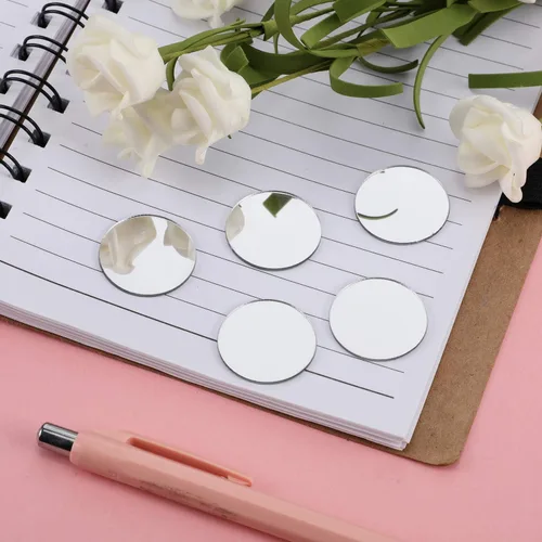 Miniatura 6 de Blulu 100 espejos redondos pequeños para manualidades, espejo redondo a granel, círculos pequeños, azulejos acrílicos para proyectos de bricolaje