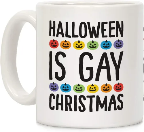 Miniatura 116 de LookHUMAN Taza de Café de Halloween – Halloween Is Meowgical Tazas, Taza de Café Espeluznante Idea de Regalos de Taza, 15 Onzas 10-Blanco