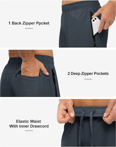 Miniatura 5 de Rdruko Pantalones cortos de senderismo para hombre con bolsillos con cremallera, 7 pulgadas, ligeros, de secado rápido, pantalones cortos